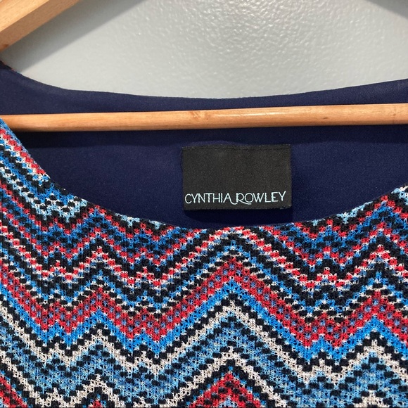 Anthropologie Chevron Stripe Blue Dress by Cynthia Rowley Size Medium - Picture 3 of 6